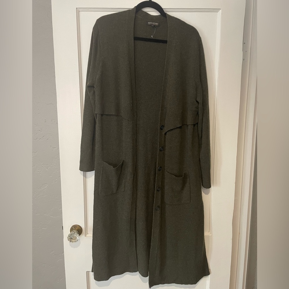 Banana Republic Long Forest Green Cardigan